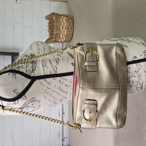 Coach SOHO Gold Metallic Leather Chain Strap women shoulder bag F1345  Y2K